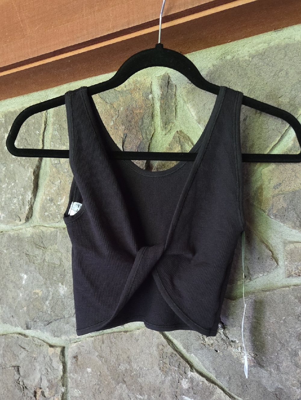 Urban Outfitters Black Twist Front Ribbed Crop Top